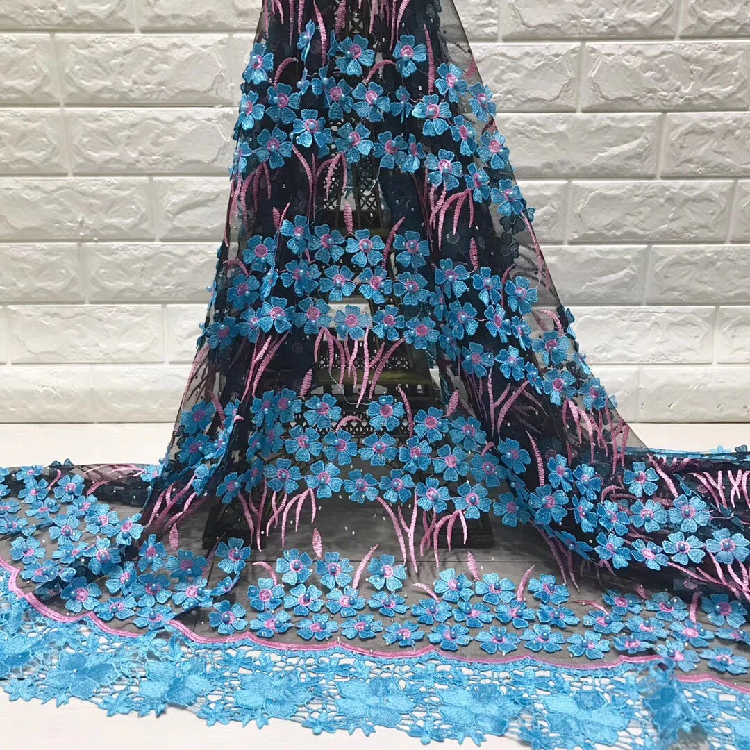 

Тюль, кружевная ткань 2018, кружевная ткань, темно-голубая новейшая нигерийская ткань, французское кружево, кружевная ткань с вышивкой для веч...