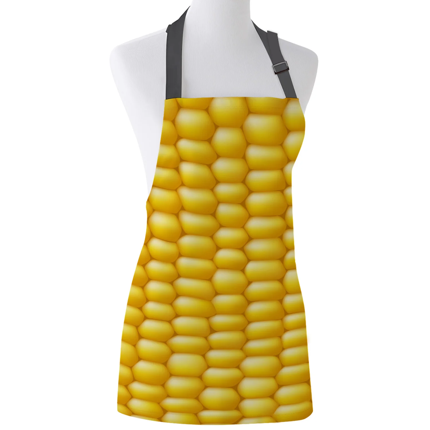 

Yellow Corn Food Texture Print Apron Print Unisex Kitchen Bib with Adjustable Neck for Cooking Gardening