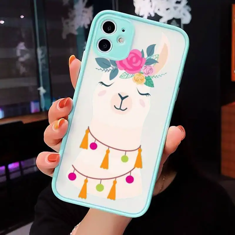 

Lovely Lama Llama Alpacas Phone Cases matte transparent For iphone 7 8 11 12 plus mini x xs xr pro max cover
