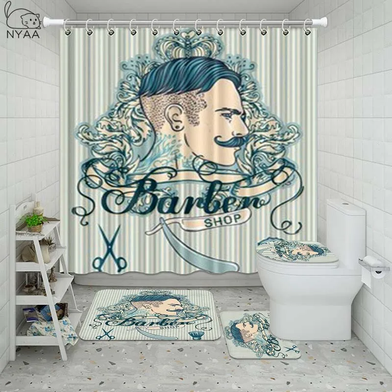 Водонепроницаемая душевая занавеска Vixm в стиле ретро для парикмахерской набор