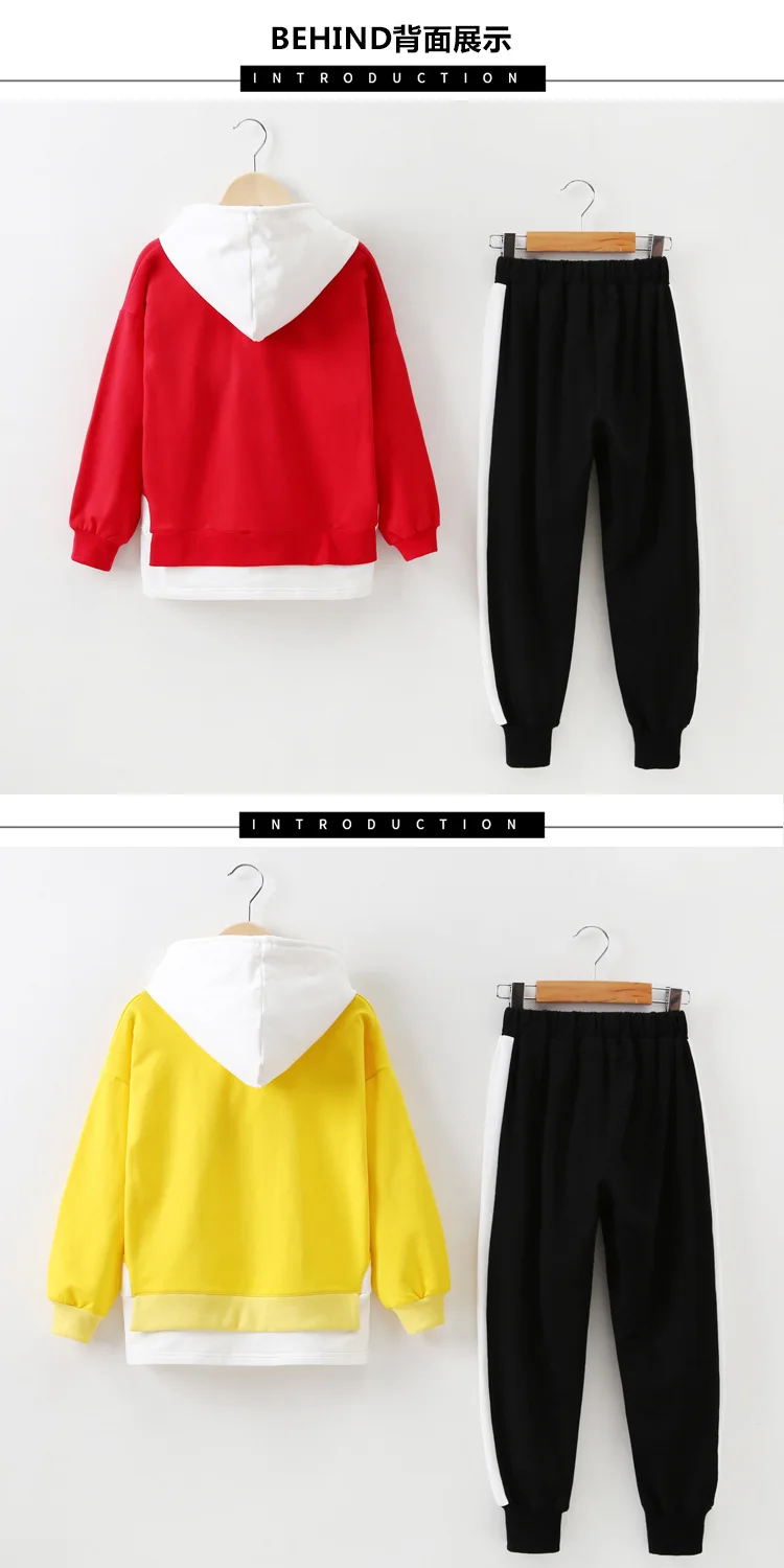 

Girls Sports Suit 2019 New Spring and Autumn Children's Fashion Long-sleeved Hooded Hoodies + Pants Two-piece
