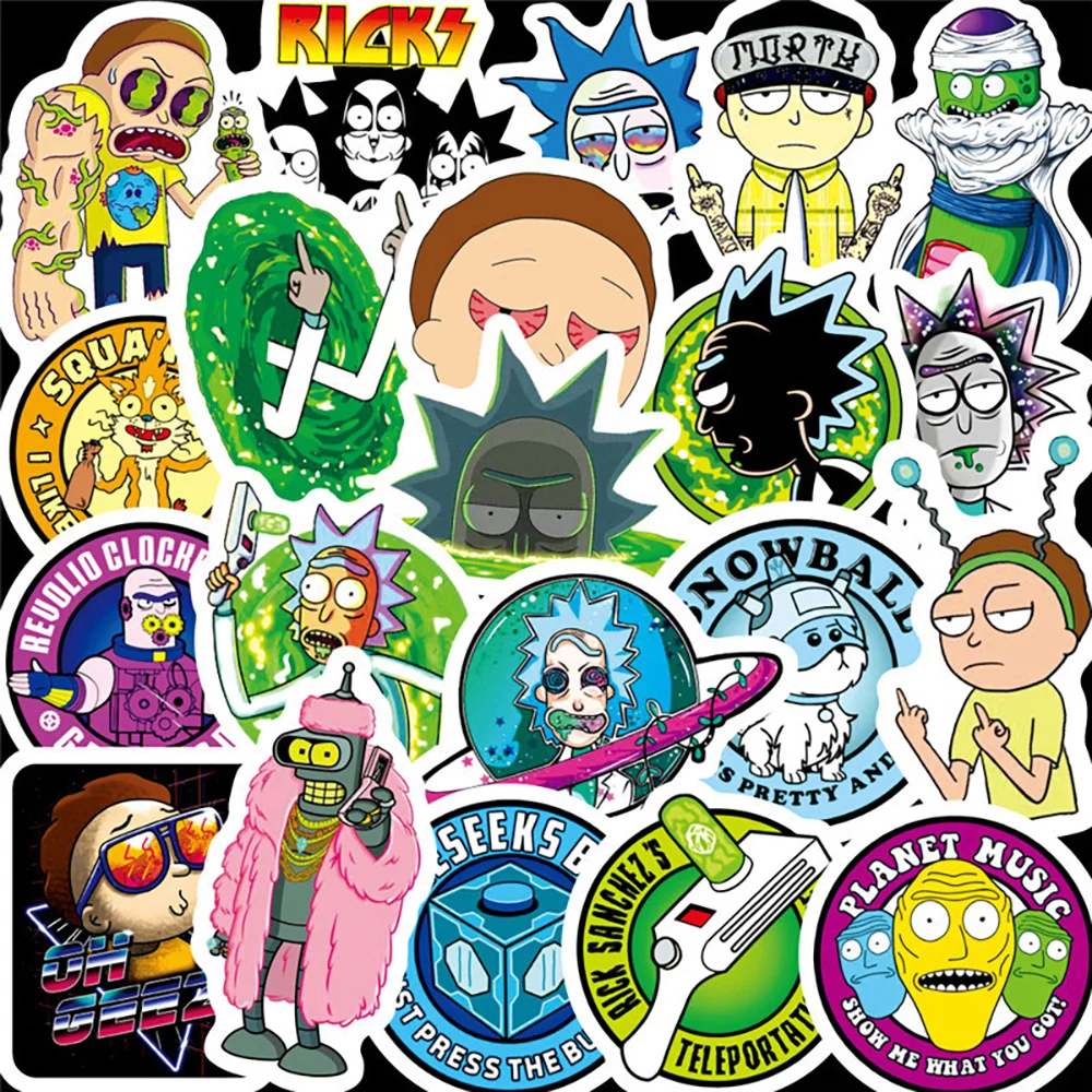 Милые граффити Рик и Морти наклейки чемодан ноутбук скейтборд творческие ПВХ