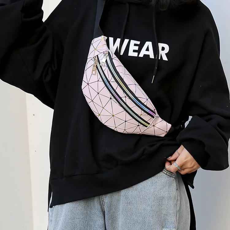 Голографическая розовая Серебряная Женская поясная сумка женская сумка|Поясные