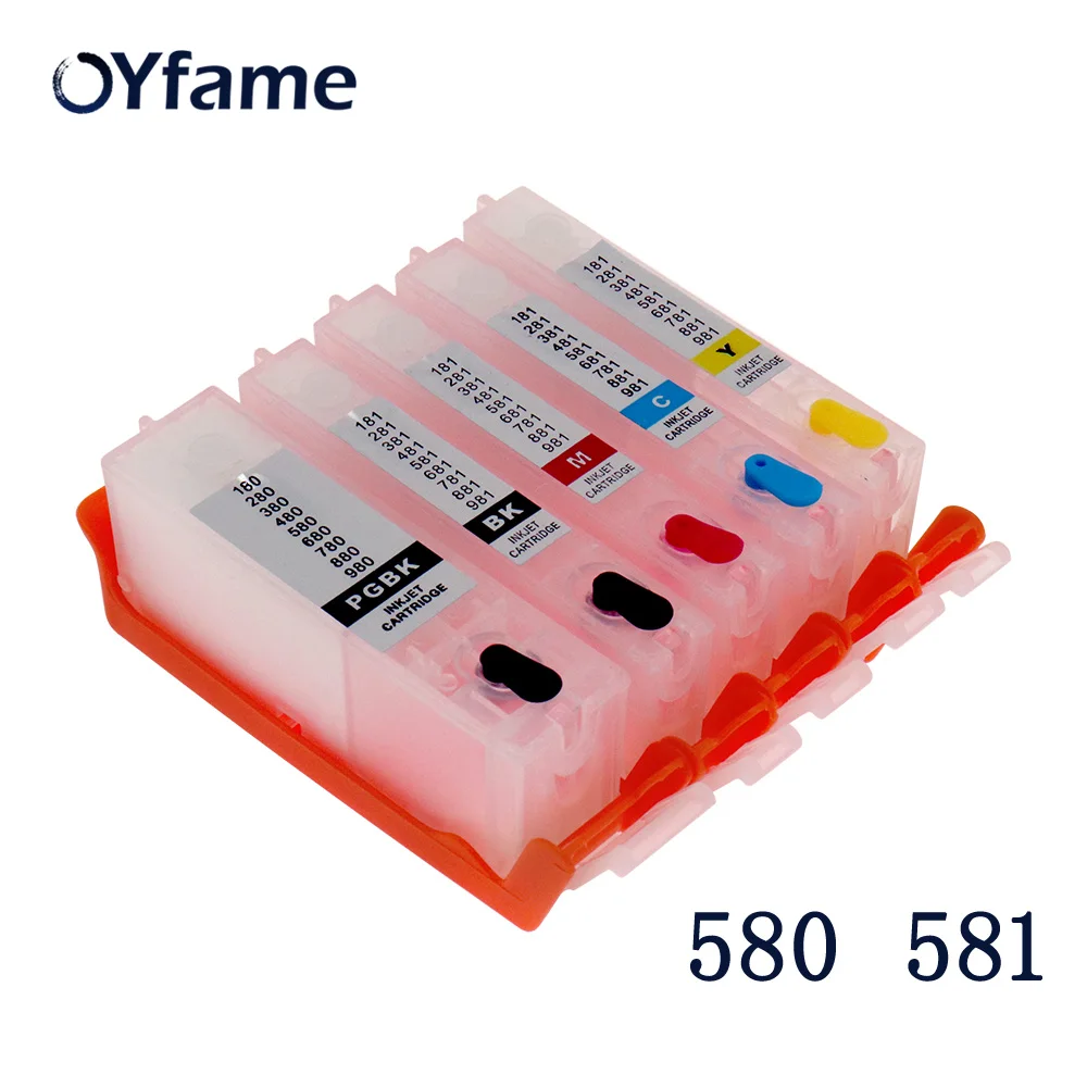 Картриджи OYfame 5PCS для принтера Canon 580 581 с чипом ARC PGI580 CLI581 TR7550 TR8550 TS6150 TS6151.