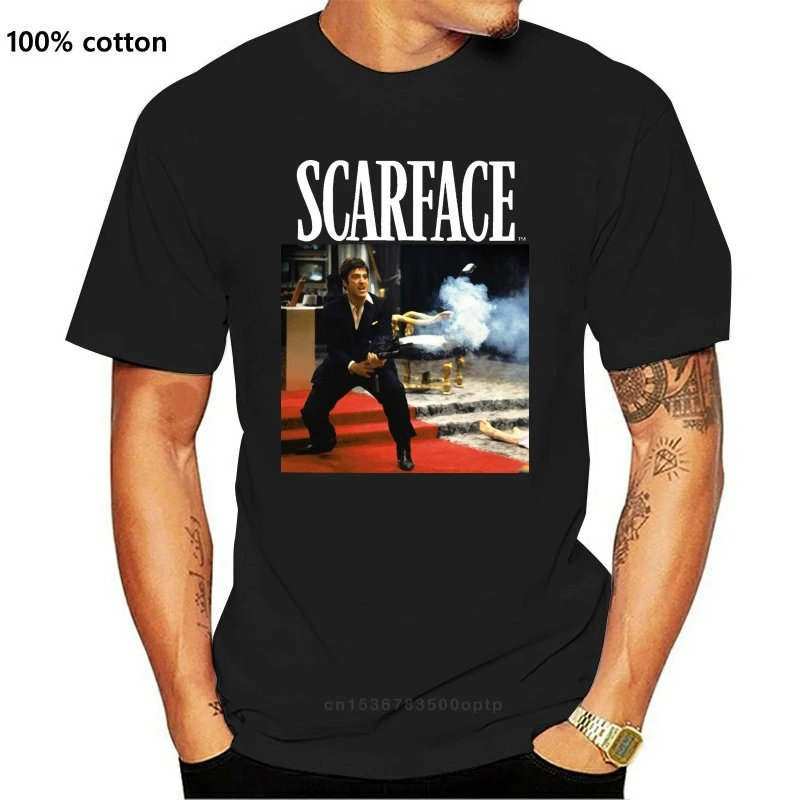 

New Scarface Men'S Short Sleeve T-Shirt Black Hello Friend Vintage Tee Shirt