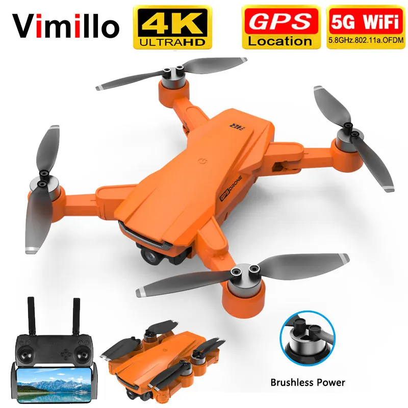 Vimillo я Камера 3 GPS беспилотные летательные аппараты с HD 4K 1080P профессиональная