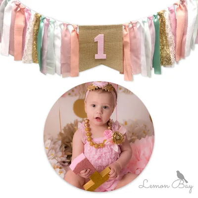 Обеденный стул тянуть флаг милый ребенок первый день рождения украшение Баннер