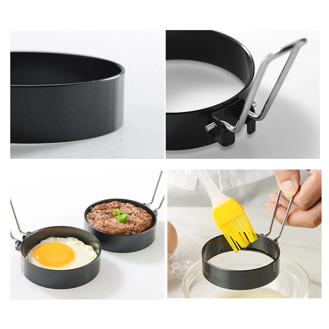 

Nonstick Stainless Steel Handle Round Egg Rings Shaper Pancakes Molds Ring Hamburger Cakes Salmon Tuna Patties Cooking Tools