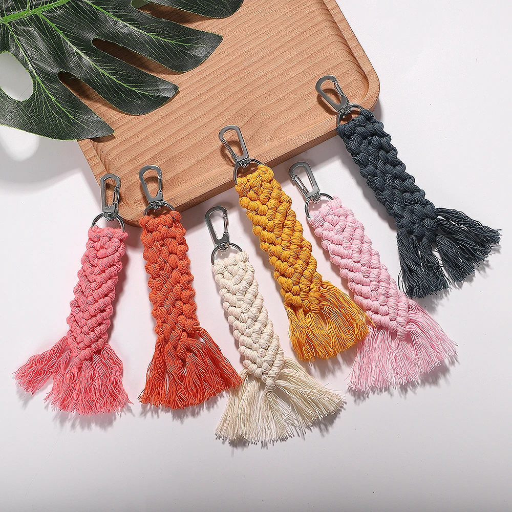 Лучшая Женская тканая симпатичная цепочка для ключей подарки женщин бохо ручная