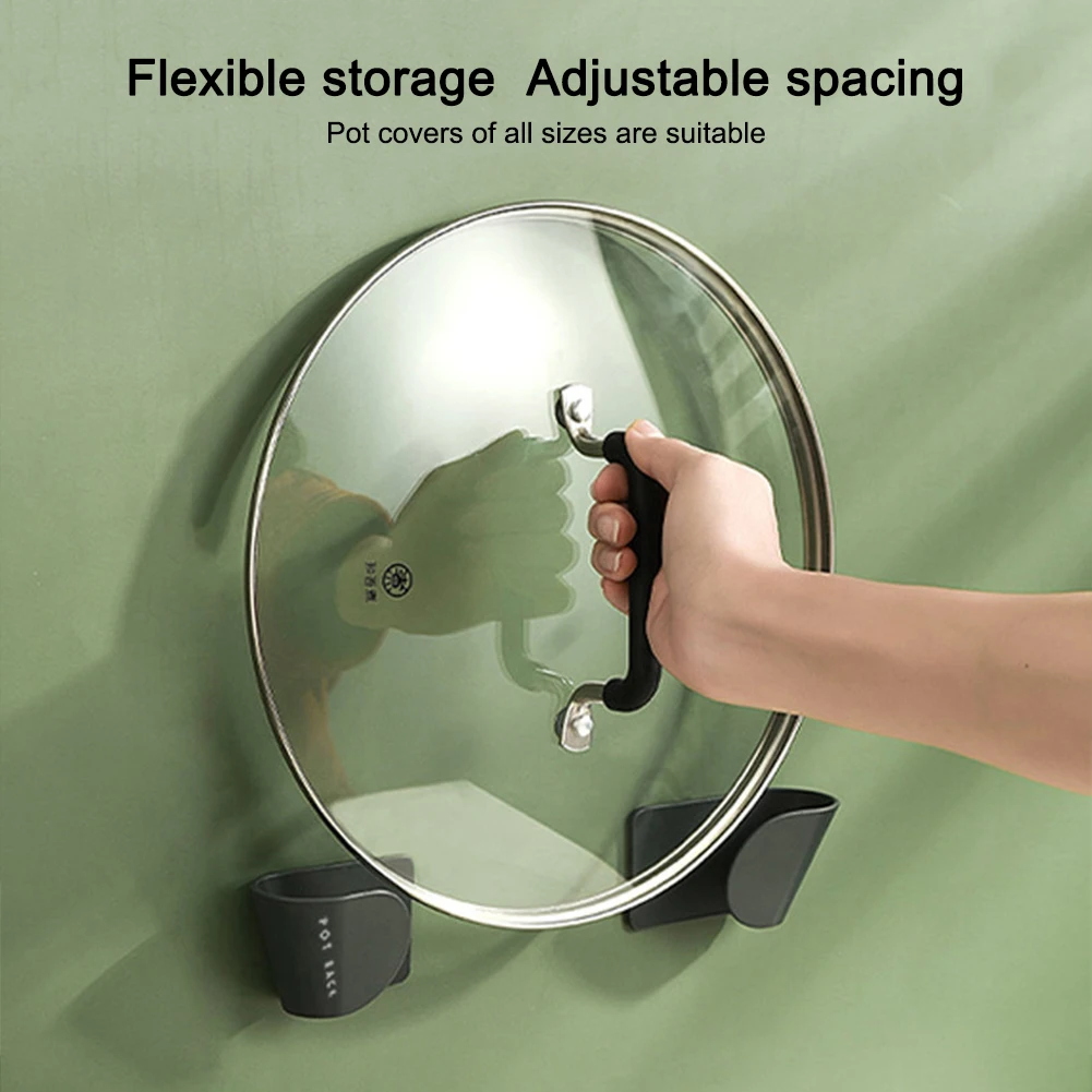 

Kitchen Pot Lid Holder Wall Mount Self Adhesive Pot Lid Organizer Utensils Rack For Pot Lid, Dish, Round Tray Storage Hanger