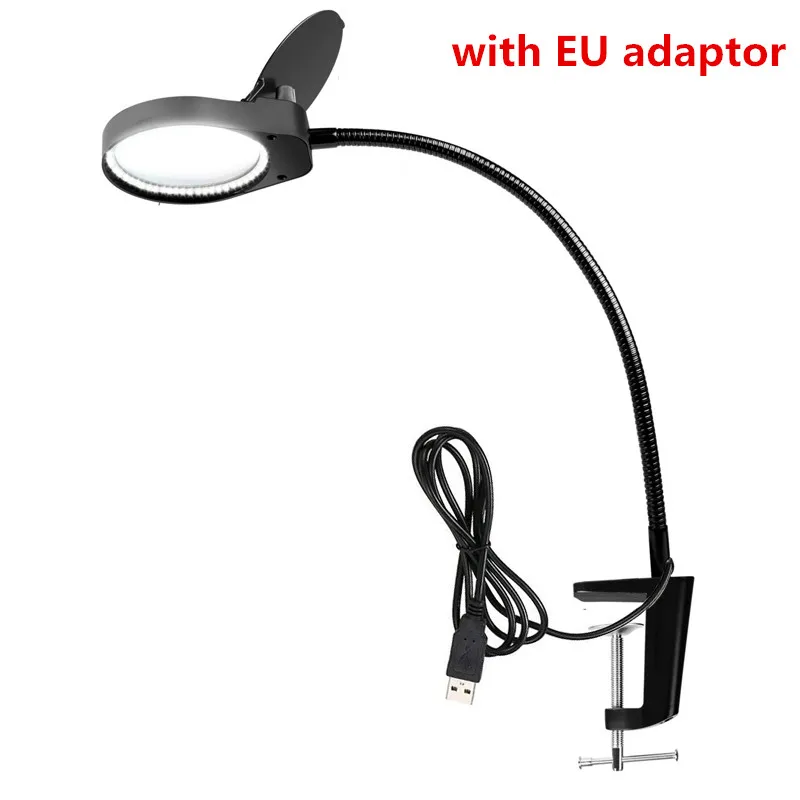 black EU plug 5X увеличительное стекло с регулируемое светодиодное освещение - Цвет: black EU plug