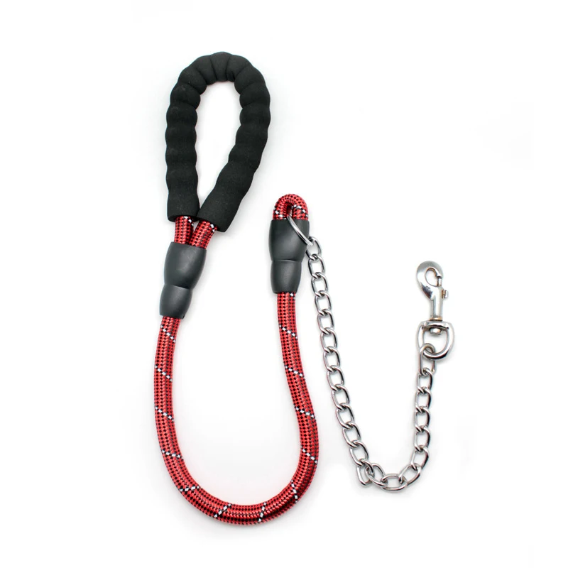 Светоотражающий Поводок-цепочка для больших собак из нержавеющей стали поводок