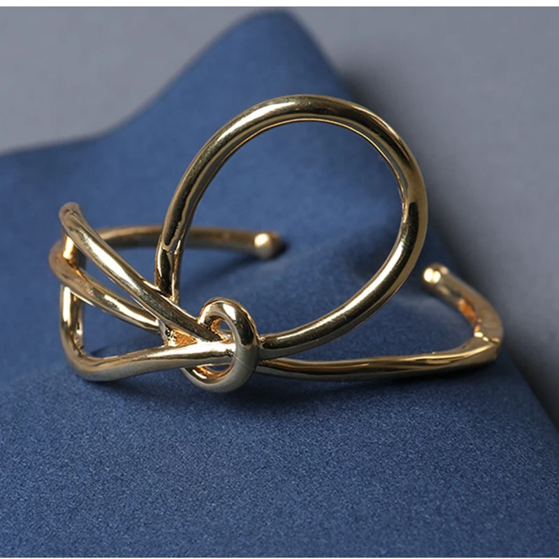 Модные желтые золотые манжеты YN с бантом браслеты полыми крестиками королевский