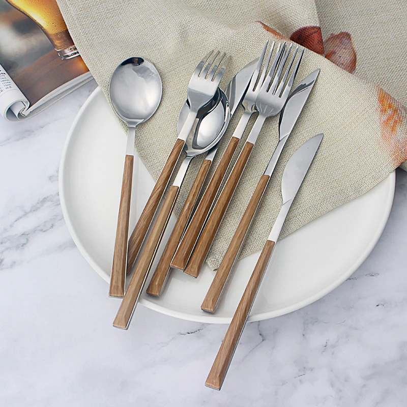 24 шт. набор креативной посуды имитация дерева посуда кухонные столовые приборы