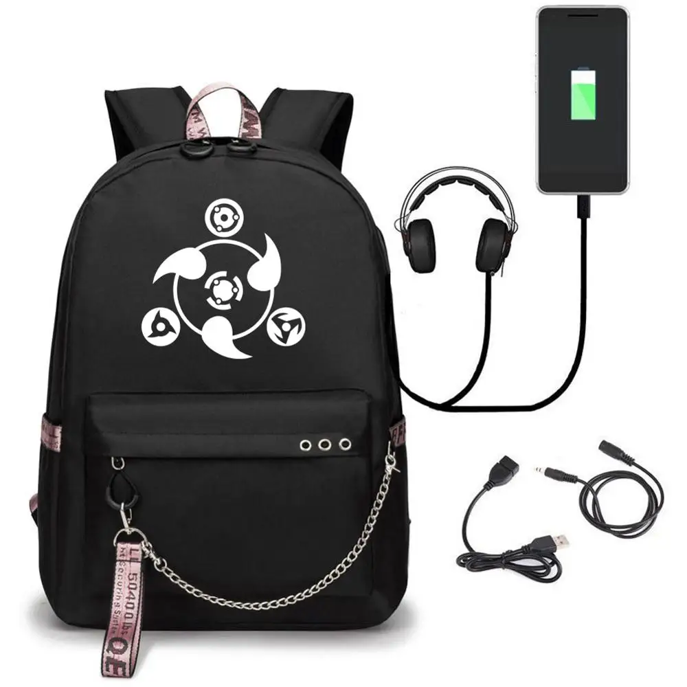 Akatsuki Itachi Sharingan Backpack Travel Book Boys Girls School Bags Casual Laptop Headphone USB Port Mochila | Багаж и сумки
