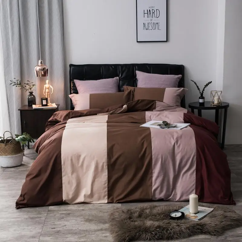 

Twin Queen King size 100% хлопок Постельное белье s взрослые дети Кофе коричневый синий фиолетовый Постельное белье постельное белье/комплект постель...