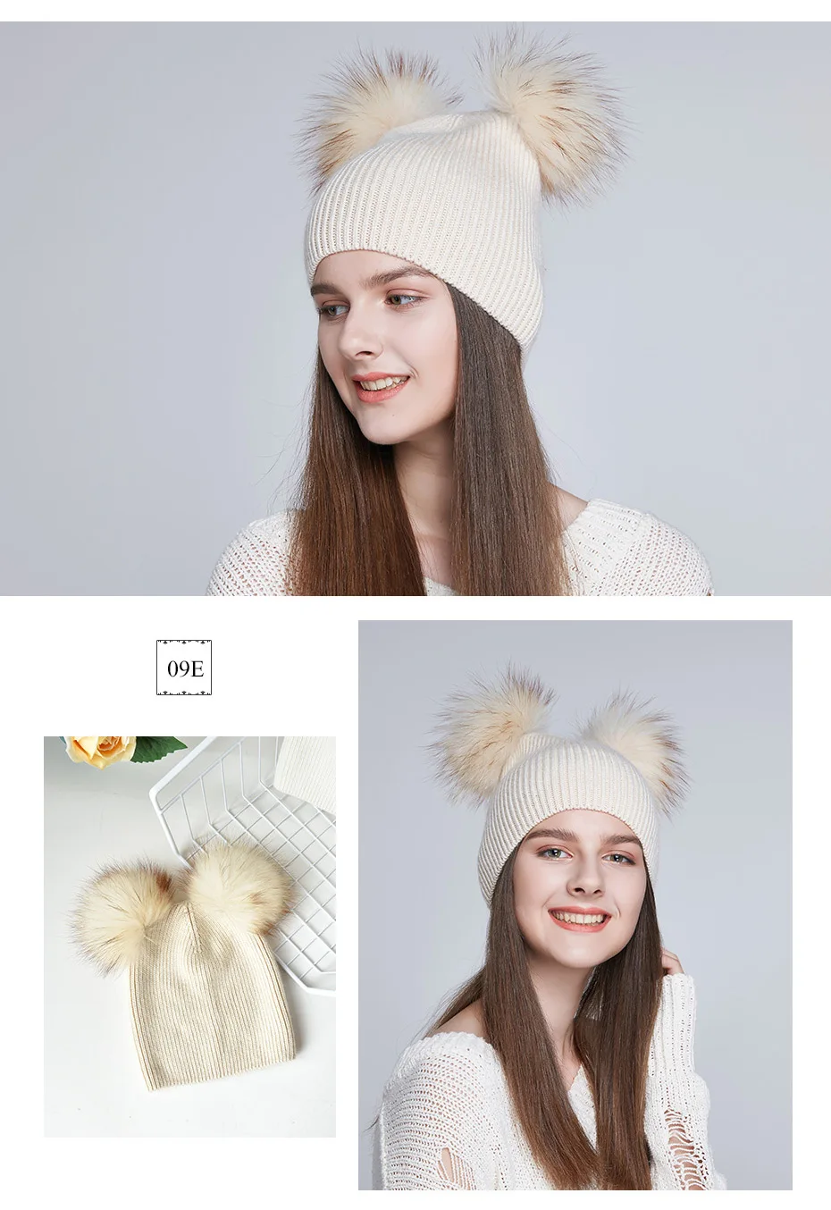 ICEbear мягкие женские зимние шапки, двойная настоящая шапка с меховым помпоном, теплая Милая шапка для девочек, Новое поступление, E-MX18118Q