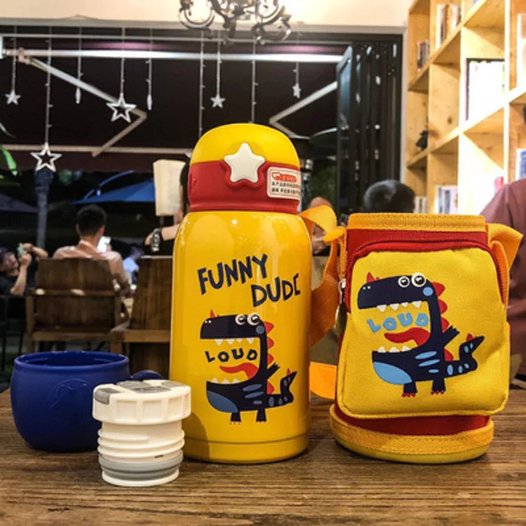 Детская чашка для кормления с динозавром термос из нержавеющей стали молока 500