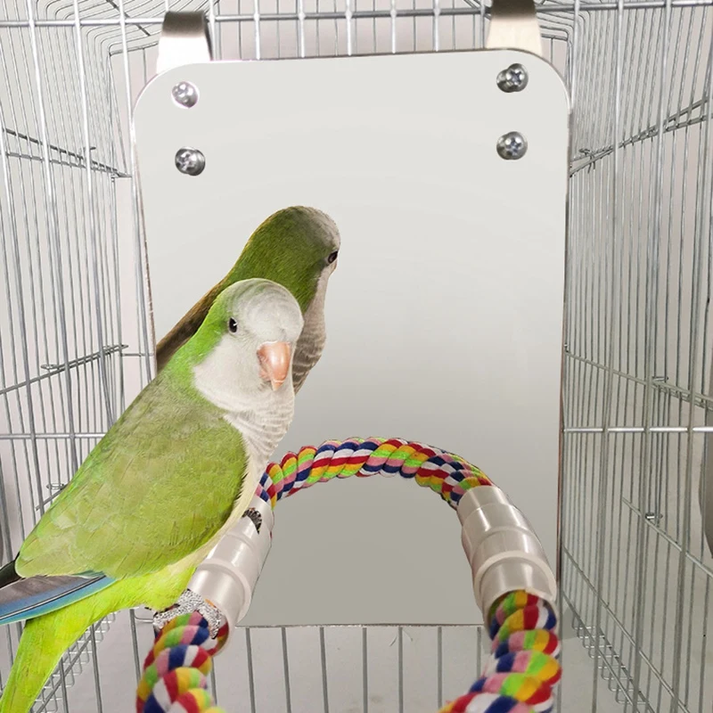 Зеркало Хлопок Веревка стенд бар набор попугай щебня игрушка птица товары для