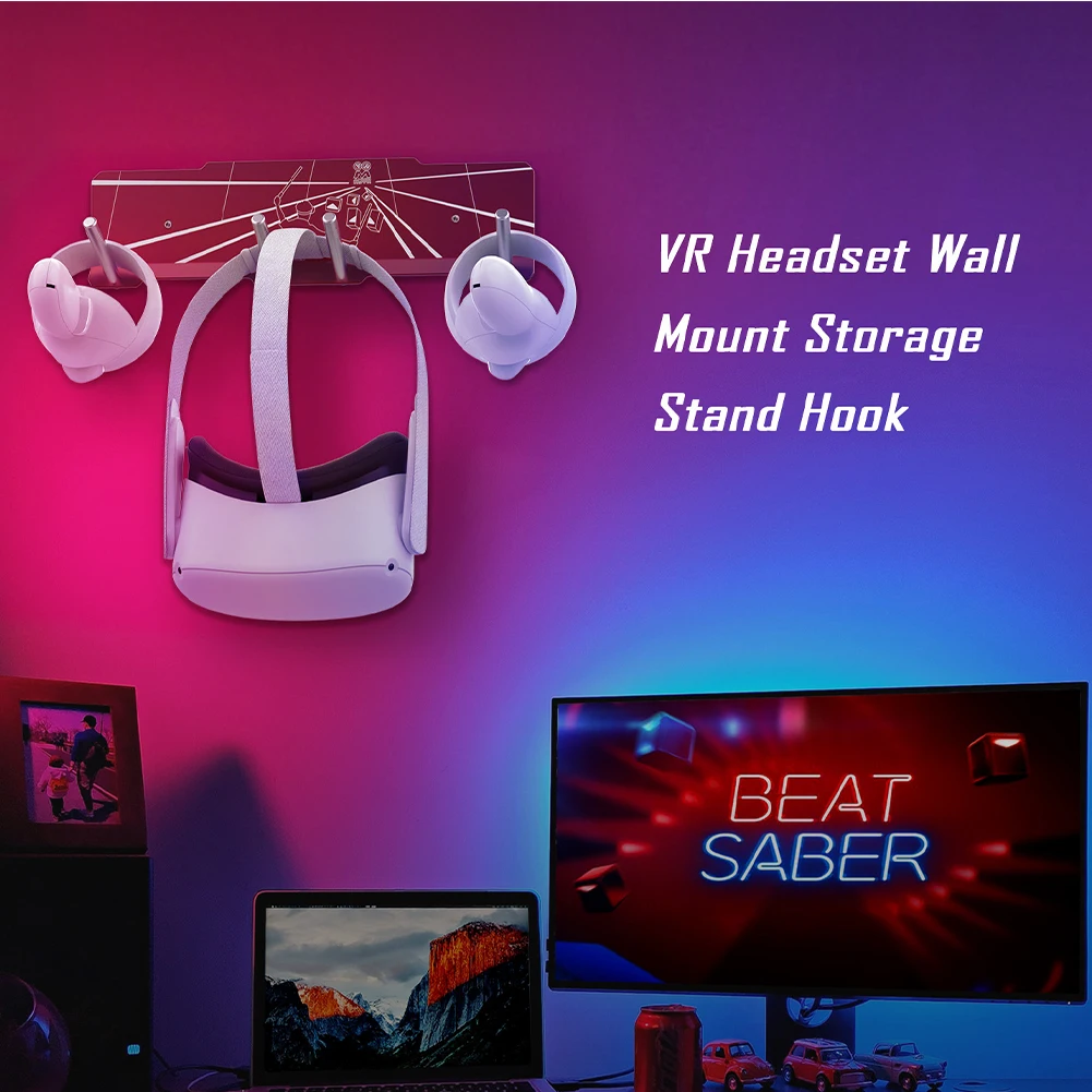 

Office Storage Hook Stand Durable Accessories Easy Install Gaming Wall Mount VR Headset Touch Controllers For Oculus Quest 2