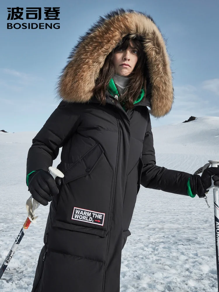 BOSIDENG Новая женская зимняя куртка с большим воротником из натурального меха