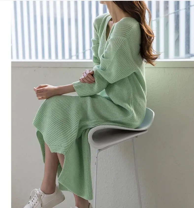 

2022 Casual Women with thickened high neck knit dress pz004