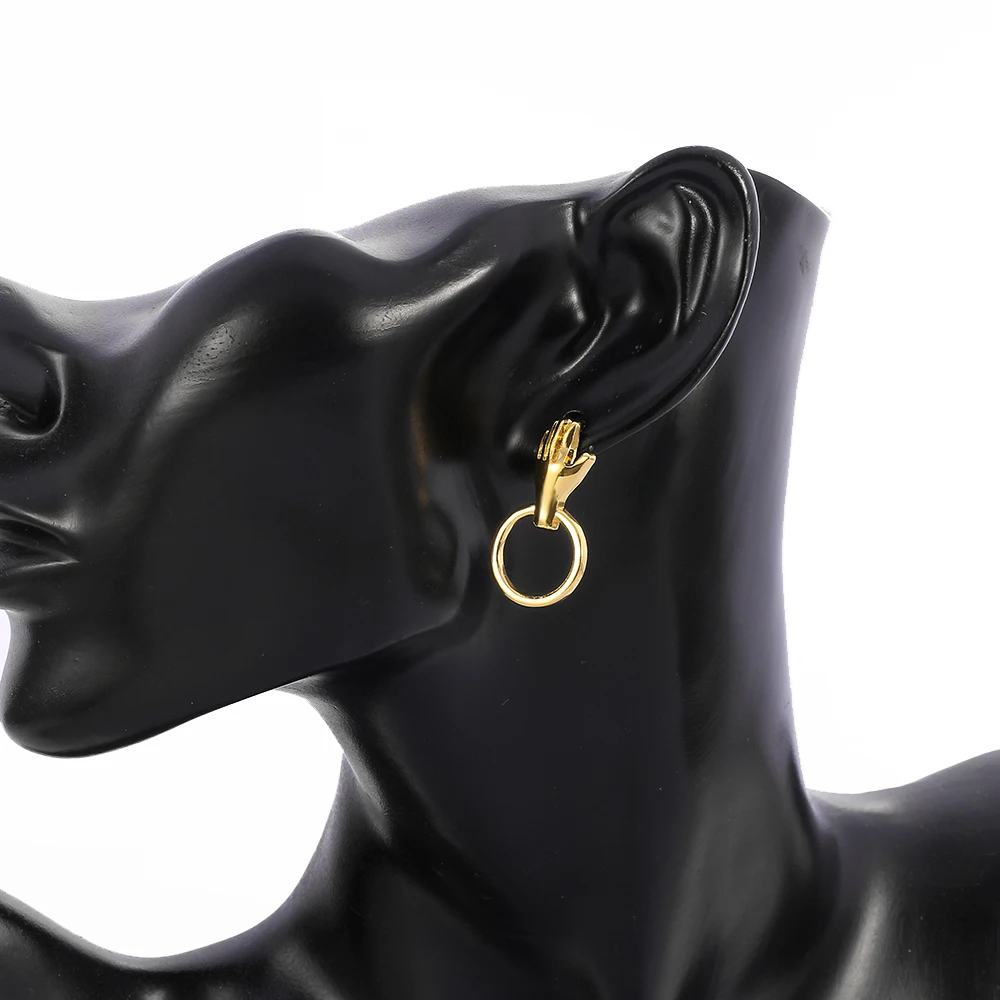 Женские и мужские серьги-кольца золотистые/Серебристые серьги с абстрактным