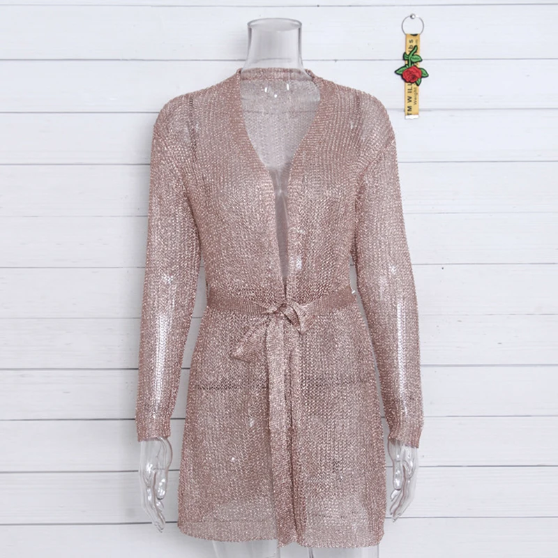 Кардиган Стиль галстуком-бабочкой платье с запахом и эффектом металлик розовый