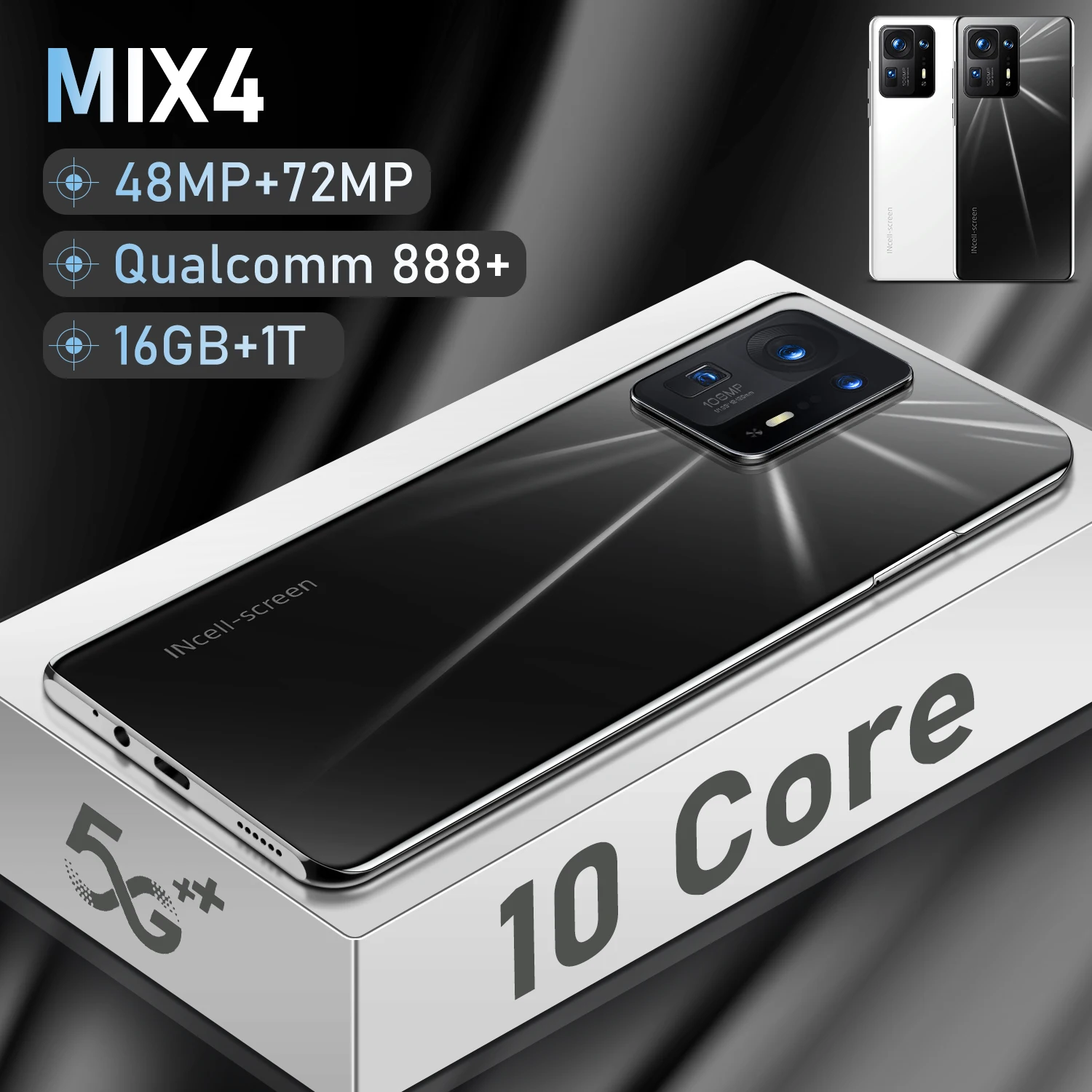 Tel&eacute;fono Inteligente MIX4 5G, versi&oacute;n Global, 16GB + 1TB, Qualcomm 888 + Dual Sim, desbloqueado, 7,3 pulgadas, 72MP-1