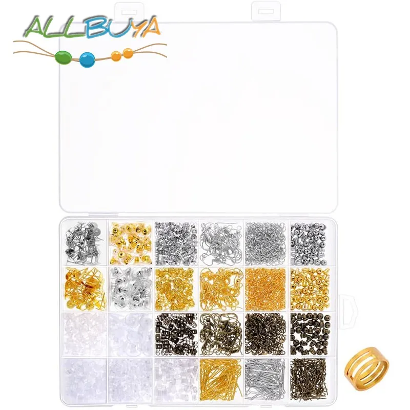 

24 Style Jewelry Making Supplies Kits Earring Accessories Earring Jewelry Findings Set for DIY Handmade Charm Jewellery 2400pcs