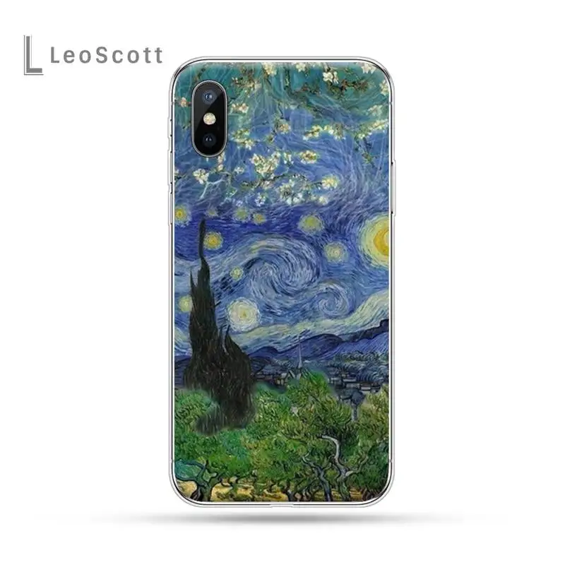 

Van Gogh Skull Tardis art pattern luxury Phone Case coque For iphone 12 5 5s 5c se 6 6s 7 8 plus x xs xr 11 pro max