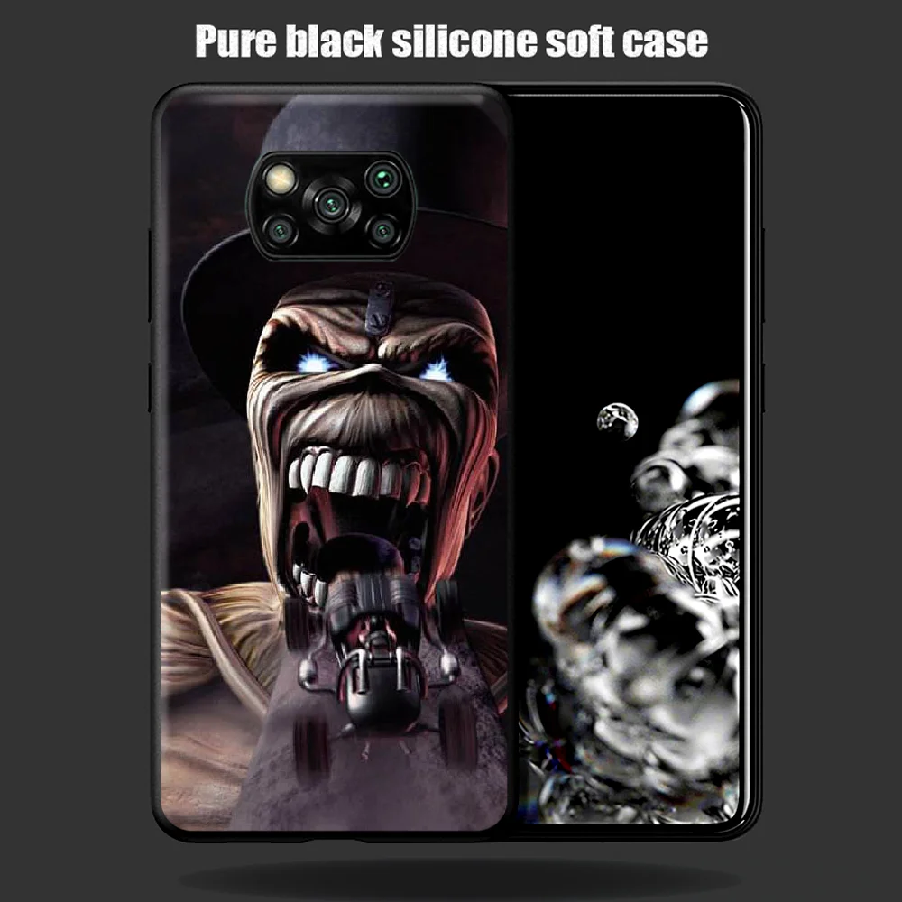 

Iron Maide Rock Band Phone Case Cover Hull For Xiaomi Mi A2 A3 8 9 SE 9T 10 10T Lite Pro Ultra Poco X3 black Cover Trend