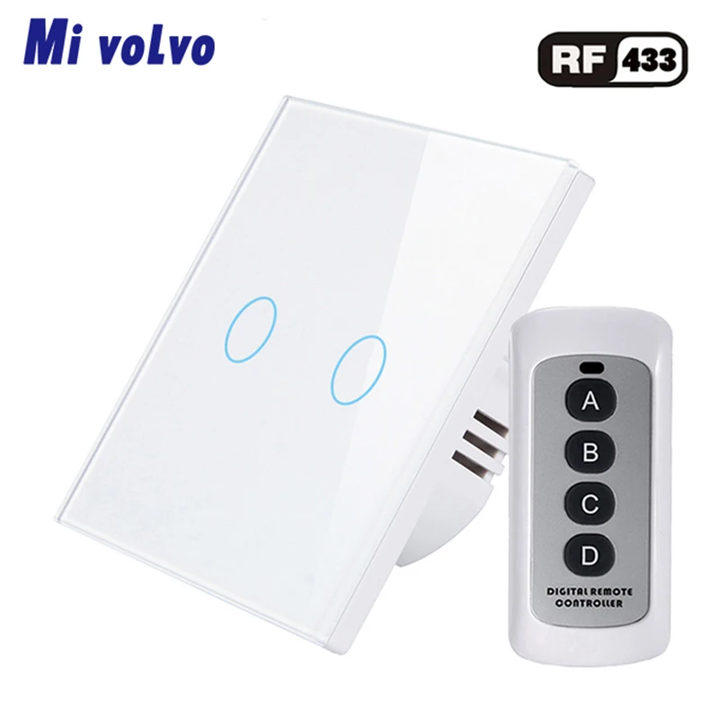 Сенсорный выключатель Mivolvo RF433 панель из закаленного стекла с беспроводным