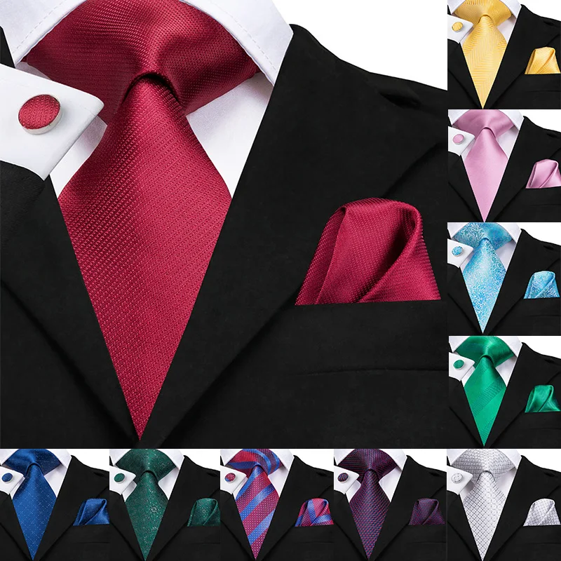 Hi Tie роскошные мужские галстуки из 100% шелка золотые цветочные темно красные