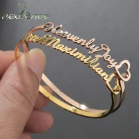 nextvance hand decoration customized name cuff personalized bracelets bangles women gold stainless steel mom birth jewelry gifts