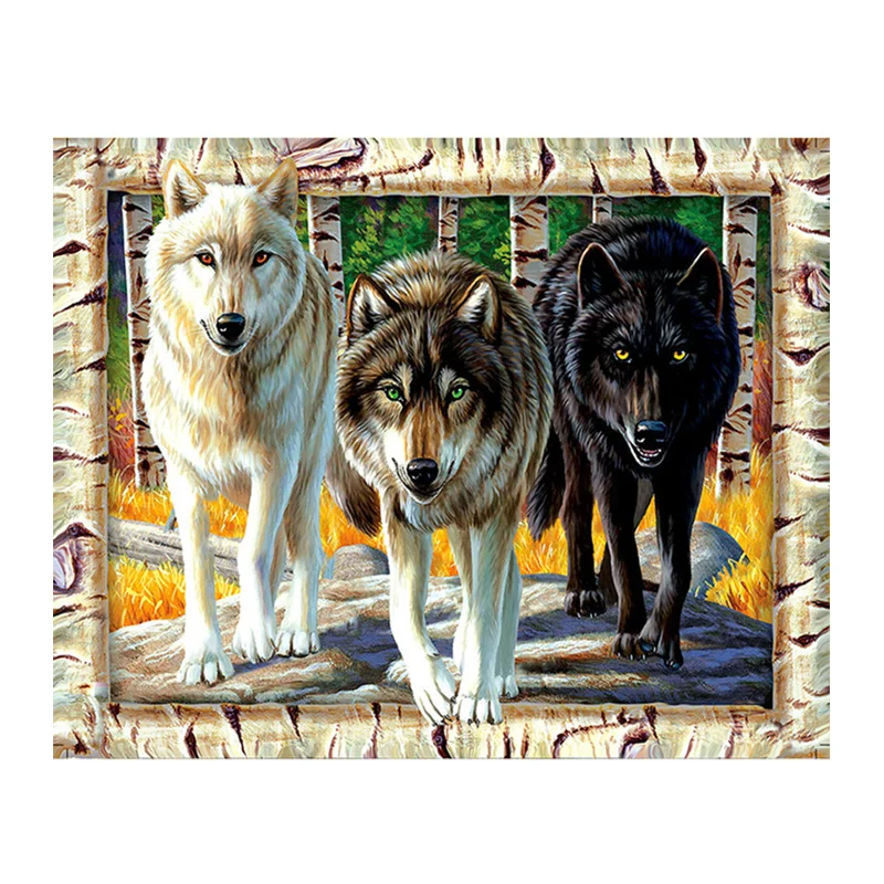 

Full DIY Diamond Embroidery Animal Wolves Diamond Painting Cross Stitch Mosaic Pattern Home Decor Wall Painting