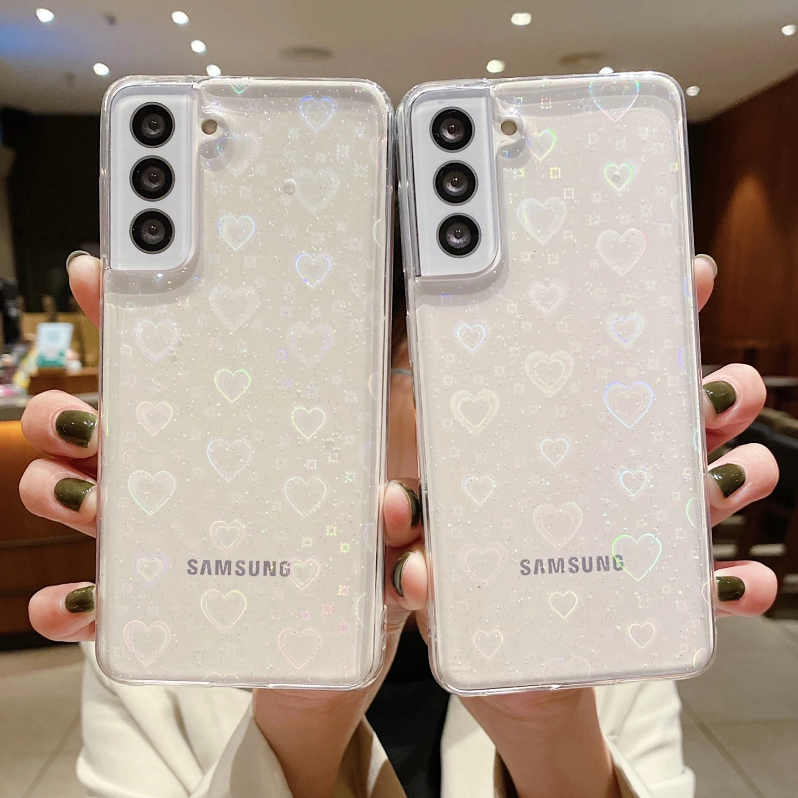 

Голографический лазерный блестящий чехол в форме сердца для Samsung S21 S20 S10 Plus S20FE Note 10 20 Ultra A12 A32 A52 A72 A70 A50 A20 A71 A51