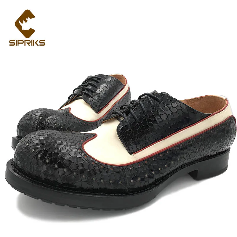 Мужские туфли на шнуровке Sipriks черные белые деловые Костюмные Goodyear повседневная