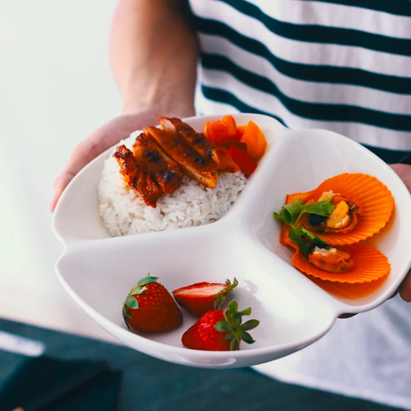 Керамическая разделительная чаша карамельных цветов Детская разделенная