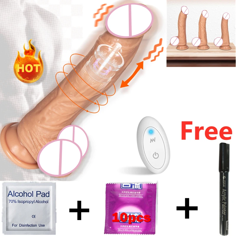 Беспроводной дистанционного телескопическая ротация Реалистический Пенис