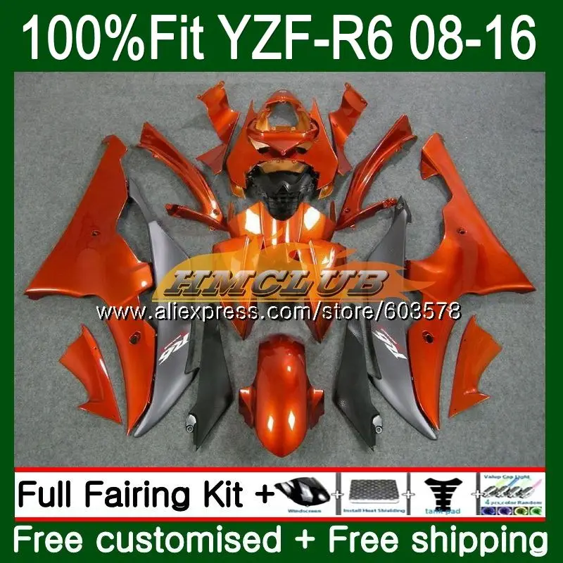 

Injection For YAMAHA YZF600 YZF R6 2008 2016 57CL.7 YZF 600 R 6 YZF-R6 YZFR6 08 09 10 11 12 13 14 15 16 Fairings Orange black