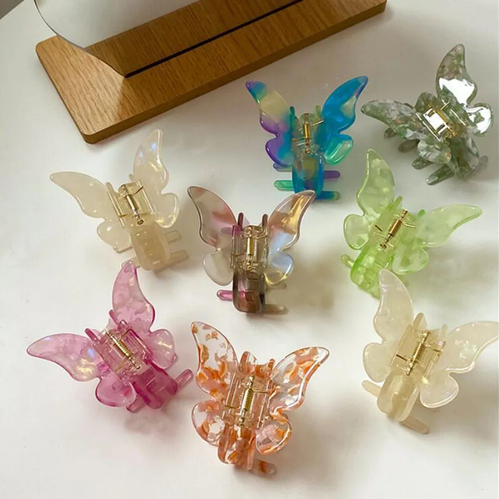 

Fairy Butterfly Hair Claws For Women Girls Acrylic Hair Accessories Scrub Sweet Hair Claw Clips Crab For Hair Simple Hair Clamps