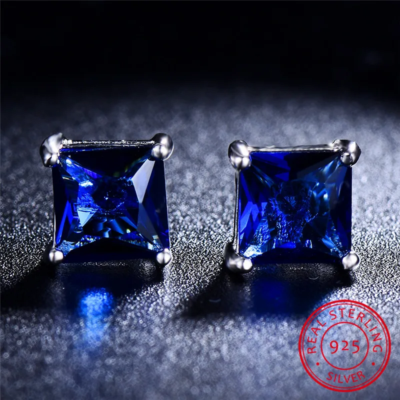 Роскошные женские свадебные серьги из натурального с голубым сапфиром в