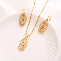 bangrui holy virgin mary pendant necklace earrings religion dainty golden christian jewelry sets women christmas gifts