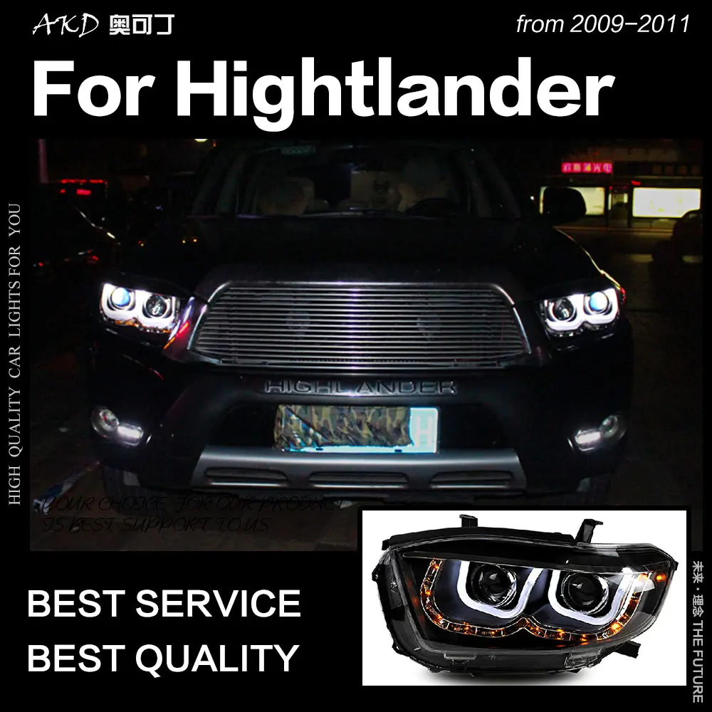 AKD автостайлинг фары Toyota Highlander 2009-2011 светодиодная… для Kluger DRL Hid ангельские глазки