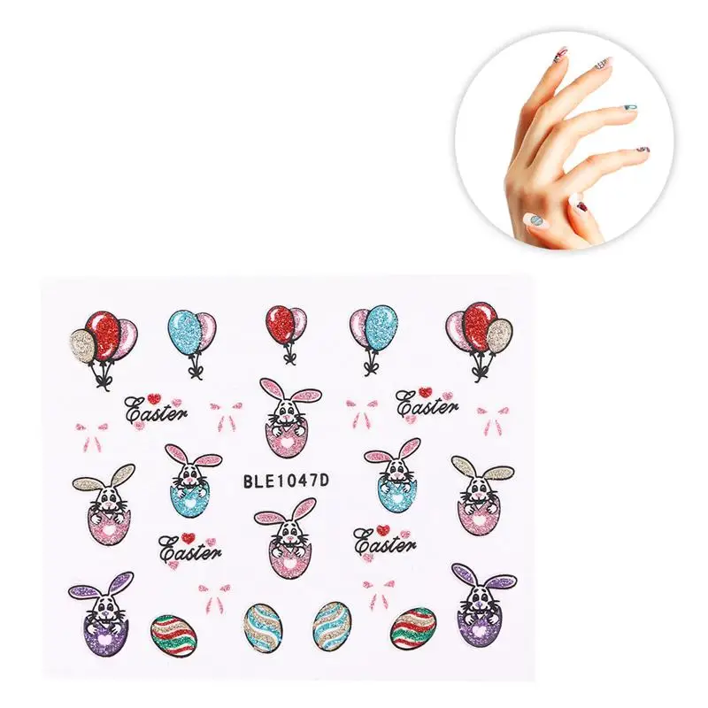 Красочный 3D стикер для ногтей s Блестящий мультфильм с рисунком Пасхальный