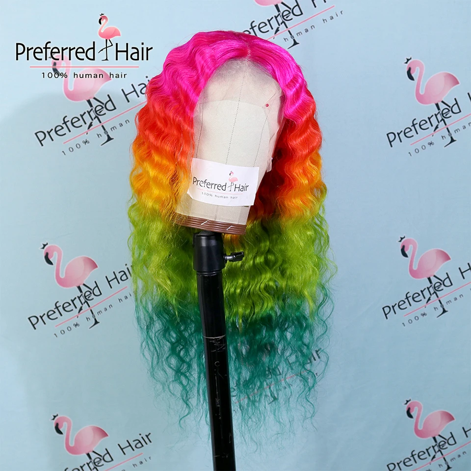 Предпочтительный парик с глубокой волной на сетке спереди бразильские