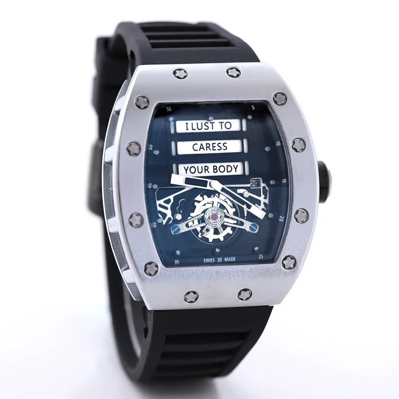

2021 Automatic date watch limited edition Richard men's watch top brand luxury full-featured quartz watch silicone strap