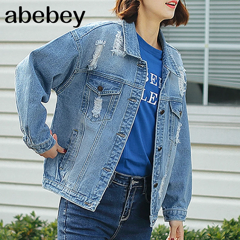 Куртка женская джинсовая с длинным рукавом винтажная Свободная верхняя одежда