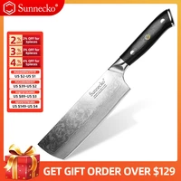 sunnecko professional 7 nakiri cleaver knife damascus japanese vg10 steel blade kitchen knives g10 handle meat vegetable cutter
